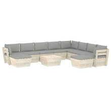 SKM Set Divani da Giardino su Pallet 11 pz con Cuscini Legno Abete (204.7kg) Grigio
