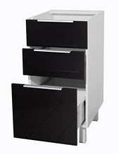 Berlenus CT4BN - Mobile da Cucina Basso, 3 cassetti, 40 cm, Colore: Nero Lucido