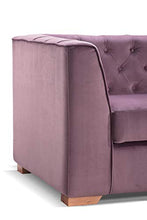 Natura Sofa - Divano fisso vintage Luna, 3 posti, velluto lilla, ispirazione Chesterfield, lunghezza 197 cm.