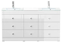 Mobile bagno a terra Vitro Classic con lavabos in vetro bianco lucido