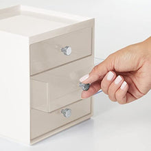 mDesign Mini cassettiera da appoggio — Cassettiera da Ufficio per cancelleria — Pratico portaminuterie da Tenere sulla scrivania — Set da 2 — Crema/Trasparente