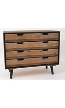 Edell – Cassettiera in legno anticato con 4 cassetti Berenice