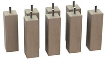 MEGALUXFRANCE - Set di 8 piedi per letto quadrati, in faggio massiccio, 46 x 46 x 150 mm