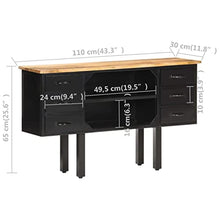 vidaXL Credenza 110x30x65 cm in Massello di Mango Grezzo e Acciaio