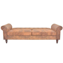 Festnight Divano Letto Chesterfield Moderno con Braccioli Pelle Scamosciata Sintetica Marrone