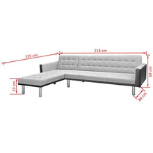 SKM Divano Letto ad Angolo Tessuto 218x155x69 cm Bianco e Grigio A