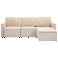 vidaXL Divano Letto Modulare a 3 Posti Divano Componibile per Tre Persone Divanetto Poltrone Arredo per Salotto Arredamento Crema in Tessuto
