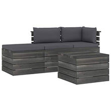 FAMIROSA Set Divani da Giardino su Pallet 4 pz con Cuscini Massello Pino-1779