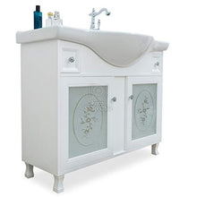 Arredo bagno 105cm bianco shabby chic provenzale con specchio