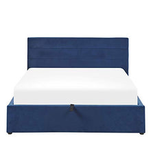 Letto Matrimoniale in Velluto Colore Blu Scuro con Contenitore Landes