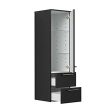 Set di mobili da bagno PersepolisXL nero satinato con 2 colonne e specchio a LED