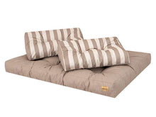 Cuscini per pallet, cuscini per pallet, cuscini da giardino (cuscino da 120 x 80 cm + schienale 2 x 60 x 40), beige con strisce