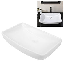 Lavabo da appoggio in ceramica, Lavello bagno Cucina con superficie liscia e pulita, stile moderno, 38 x 13 x 60 cm, colore: bianco.