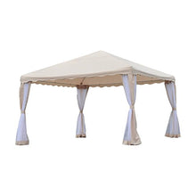 Outsunny Gazebo Tendone da Giardino Impermeabile in Poliestere Beige, 365 x 365cm