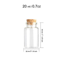 4 bottiglie di vetro da 20 ml con sughero, bottiglie di stoccaggio per liquidi.