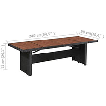SKM Set da Pranzo da Giardino 9 pz con Cuscini in Polyrattan Nero (107.6kg) Nero-7679