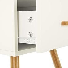 LOMOS Comodino Levi in Legno di Colore Bianco con Un cassetto