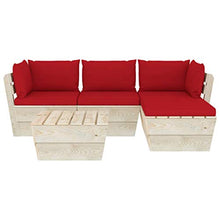 FAMIROSA Set Divani da Giardino su Pallet 5 pz con Cuscini Legno Abete-3474