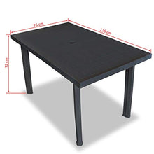 SKM Tavolo da Giardino Antracite 126x76x72 cm in Plastica