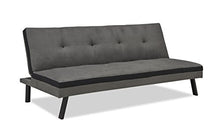 Divano letto clic clac convertibile, 3 posti, grigio e nero, letto matrimoniale
