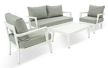 Set Salotto da Giardino Divano 2 Poltrone e Tavolino in Alluminio Estia Bianco