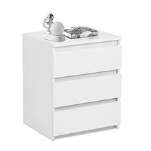 Wakects Comodino bianco moderno con 3 cassetti, 45 x 38,2 x 56 cm, mobile da notte per camera da letto