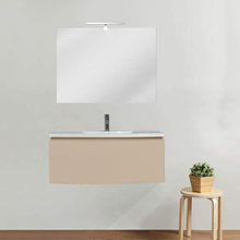 OrionShop Mobile Bagno Sospeso KAHINA da 100cm Tortora Opaco con Lavabo Specchio e Lampada LED Inclusi