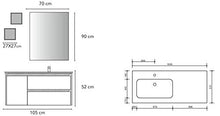 Set Mobile Lavabo Dx Specchio LED Arredo Bagno Moderno Alabama105 CERAMICHEMIRANDA-Perla