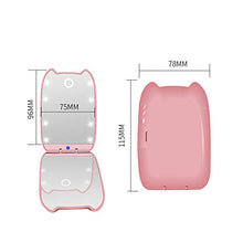 LFK Mini portatile gatto orecchie LED trucco specchio 2 volte con trucco piccolo specchio trucco bellezza specchio specchio vanità specchio rosa