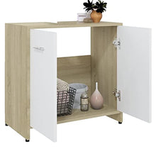 Mobile da bagno in rovere Sonoma 60 x 33 x 58 cm, colore: Bianco