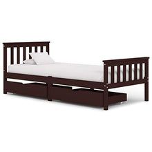 FAMIROSA Giroletto con 2 Cassetti Marrone Scuro Legno di Pino 90x200 cm-0615