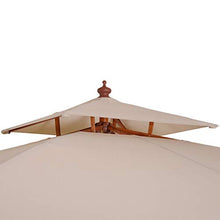 Outsunny Ombrellone da Giardino e Terrazza 3 x 3m, 8 Stecche in Bamboo Copertura Parasole a 2 Livelli, Beige