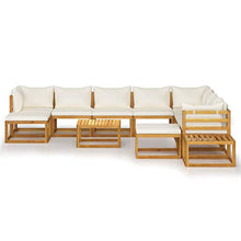 SKM Set Divani da Giardino 12 pz con Cuscini Crema in Legno Acacia (116kg)