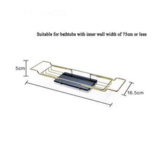 ZHSHOP Vassoio da Bagno Porta Vasca in Metallo, Retrattile Impermeabile con Porta Bicchiere da Vino E Supporto per iPad/Porta Libri Portaoggetti da Bagno, Adatto per La Maggior Parte delle Vasche