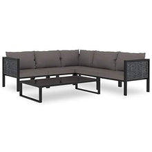 SKM Set Divani da Giardino 6 pz con Cuscini in Polyrattan Antracite (44.12kg)
