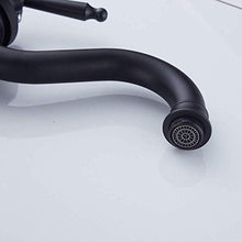HYY-YY - Rubinetto per lavabo antico sopra lavabo con rotazione a 360 gradi, altezza di rotazione per lavabo, in ferro nero, alto a S, curvo nero