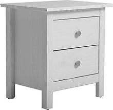 VS Venta-stock Comodino Berna Bianco con 2 cassetti, Realizzato in Pino Massiccio