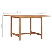 E E-NICES Tavolo da Giardino 120x120x75 cm in Legno Massello di Teak