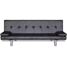 Vislone Divano Letto 3 posti, Regolabile in 3 Posizioni Reclinabili Diverse, Divano Letto in Pelle con 2 Cuscini, 168x77x(61,5/64 / 66) cm Nero