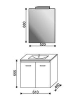 Ideastella Mobile Bagno 60cm + lavabo in Ceramica, specchiera e Lampada LED – Serie Ibiza (Bianco Lucido)
