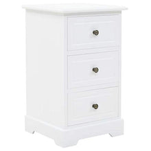 Cikonielf - Comodino moderno per camera da letto, con 3 cassetti, supporto per cellulare, armadio, comò in MDF e legno di pino, 35 x 32 x 59 cm, bianco (non richiede montaggio)