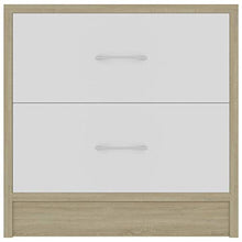 SKM - Tavolini da comodino, 2 pezzi, 40 x 30 x 40 cm, colore: Bianco e quercia Sonoma