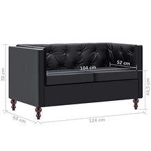 vidaXL Divano Chesterfield a 2 Posti Similpelle Nero Moderno Arredo Casa Sofa