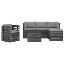 FAMIROSA Set Divani da Giardino su Pallet 6 pz con Cuscini Massello Pino-1852