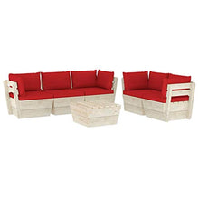 SKM Set Divani da Giardino su Pallet 6 pz con Cuscini Legno Abete (122.7kg) Rosso