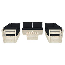 FAMIROSA Set Divani da Giardino su Pallet 9 pz con Cuscini Legno Abete-3655