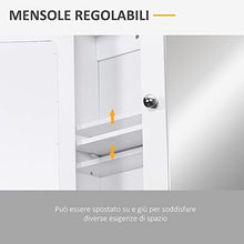 kleankin Mobiletto Armadietto a Muro con Specchio da Bagno Cucina in MDF 56 x 13 x 58cm Bianco