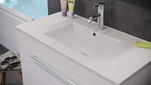 Set di mobili da bagno Firenze 90 (5 parti/C) bianco lucido e armadio a specchio