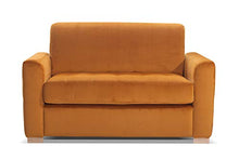 Natura Sofa - Divano fisso scandinavo Sophia, 2 posti, velluto senape, basso ingombro, lunghezza 138 cm