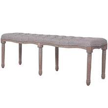 Festnight- Panca in Legno Massello e Lino 150x40x48 cm Grigio Chiaro
